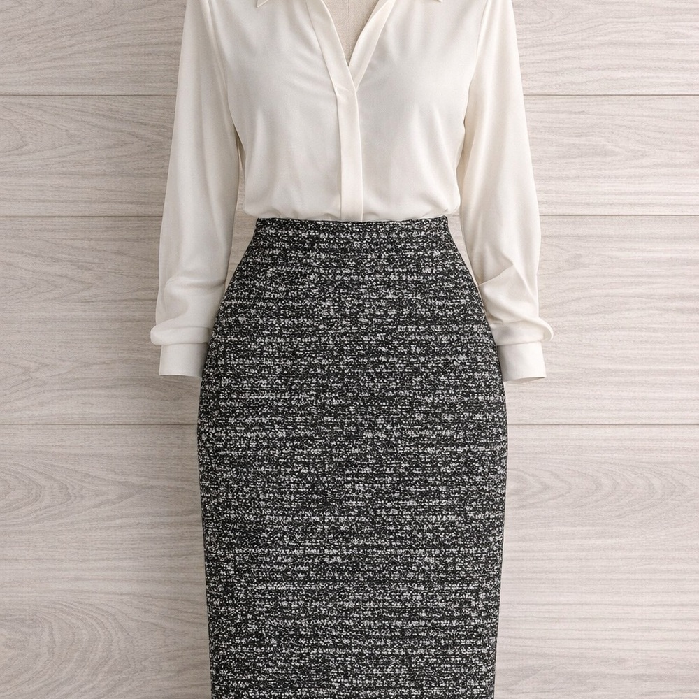 NY & Co 7th Ave Pencil Skirt XL Black White Work Career